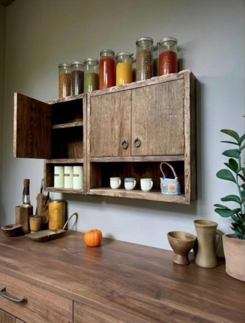 Armario de cocina de roble macizo recuperado: diseño moderno orgánico y artesanal. imagen 3
