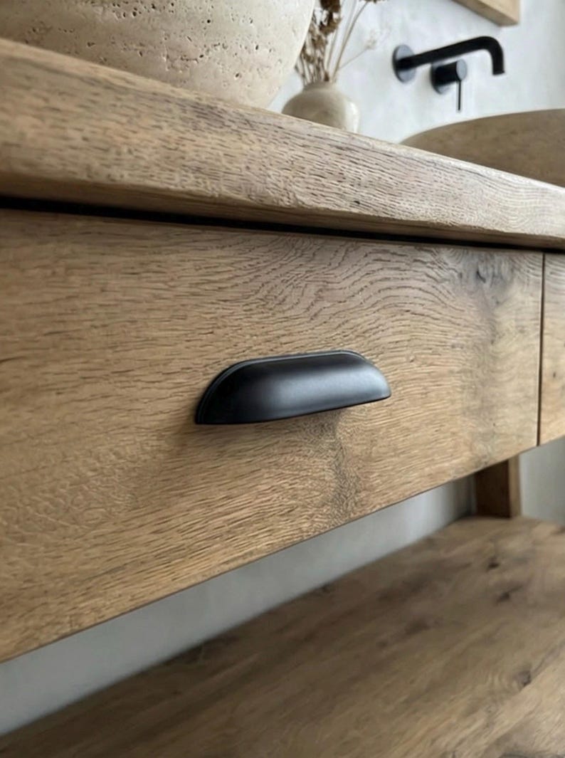 Solid Reclaimed Oak Double Sink Bathroom Vanity – Handcrafted Natural Finish Cabinet image 14