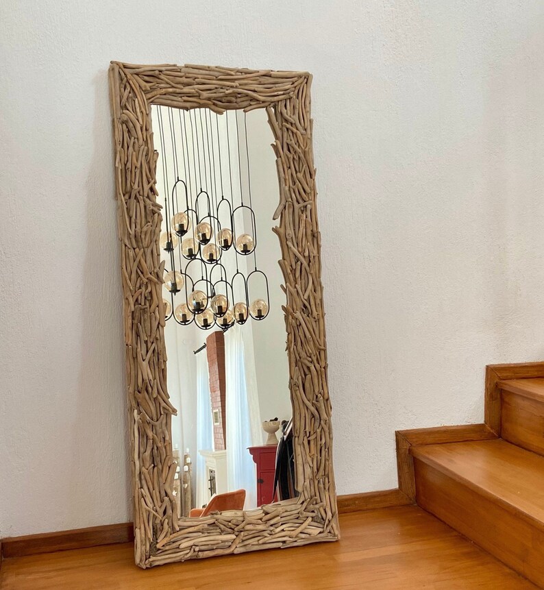 Driftwood Floor Mirror Large Wall Decor Beach Home Style Etsy