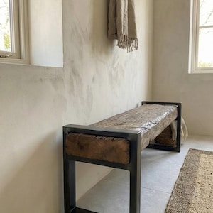 Reclaimed Oak Entry Bench – Rustic Farmhouse Hallway Furniture image 14