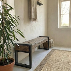 Reclaimed Oak Entry Bench – Rustic Farmhouse Hallway Furniture image 10