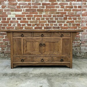 Rustic Oak Sideboard – Solid Wood Buffet Cabinet, Farmhouse Credenza image 3