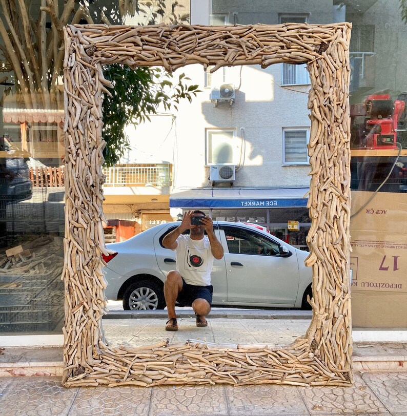 Oversized Unique Driftwood Mirror Driftwood Floor Mirror Art Etsy