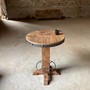 Round Reclaimed Wood Pub Table – Rustic Bar Height Table for Farmhouse & Bistro Spaces image 19