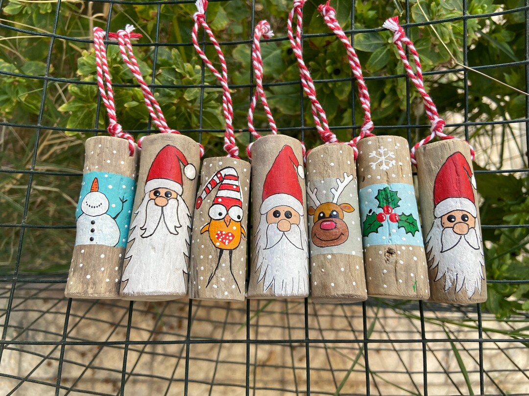Driftwood Christmas Tree Ornaments Set Coastal Christmas Tree Etsy