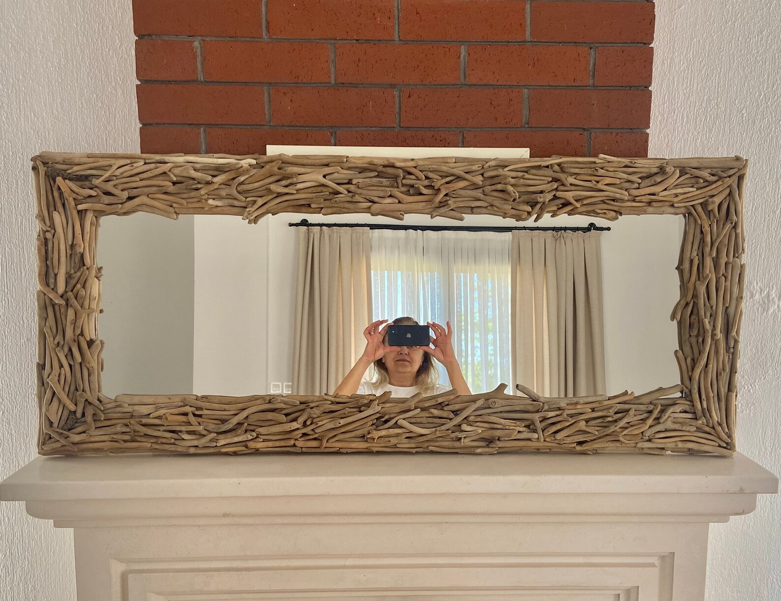 Driftwood Floor Mirror Large Wall Decor Large Driftwood Etsy