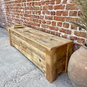 Rustic Wood Entry Bench with Storage, Storage Bench for EntryWay Furniture, Wooden Bedroom Bench Storage, Bed Storage Bench Entryway image 7