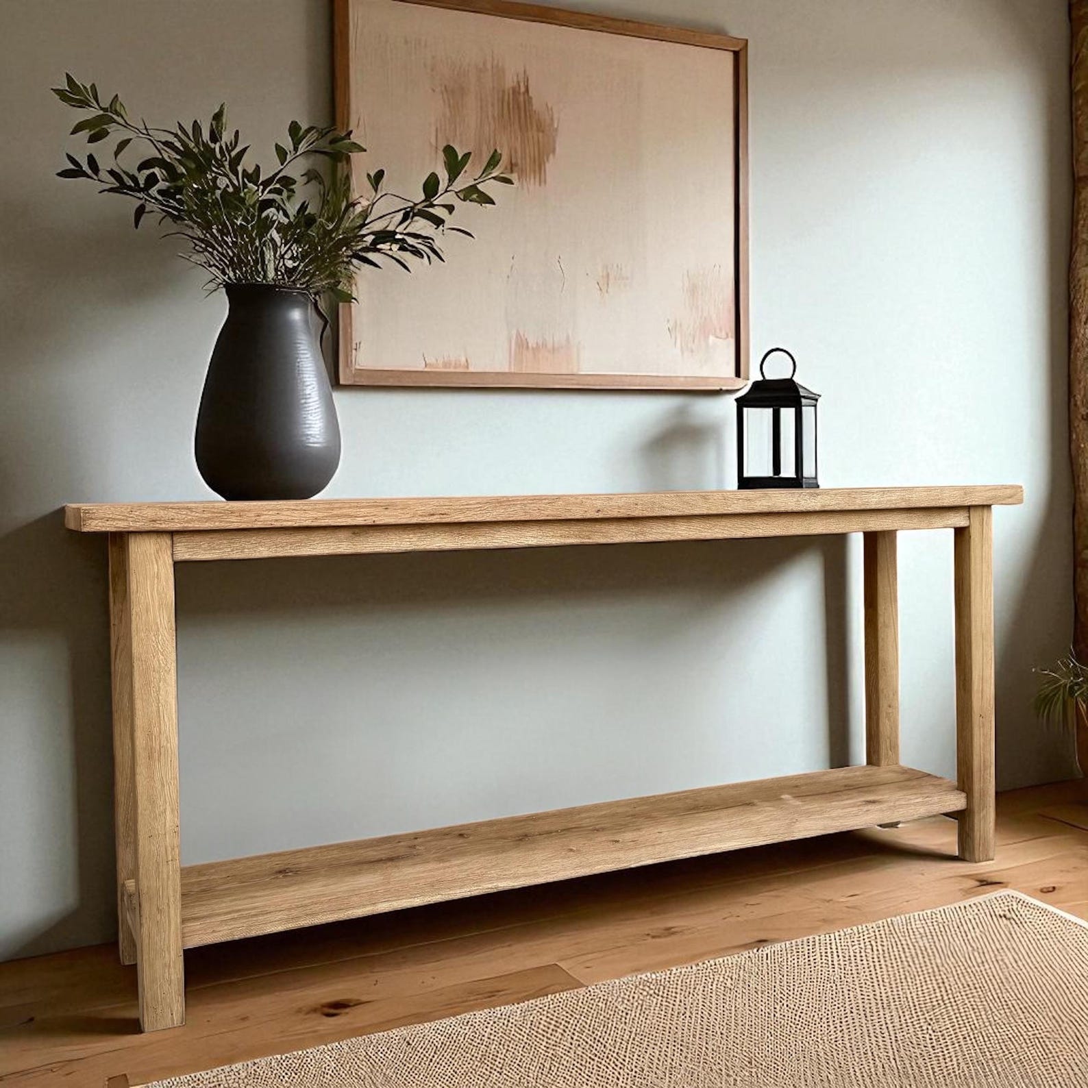 Handmade Long Rustic Console Table – Reclaimed Oak Entryway Furniture ...