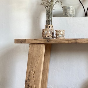 Oak Wood Console Table Modern Rustic , Hallway Table Modern Farmhouse Furniture, Rustic Entryway Console Table Oak zdjęcie 3