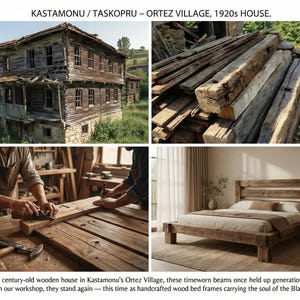 Struttura letto in stile rustico da fattoria – Realizzata a mano con struttura in legno di recupero, disponibile nelle misure singolo e matrimoniale. immagine 3
