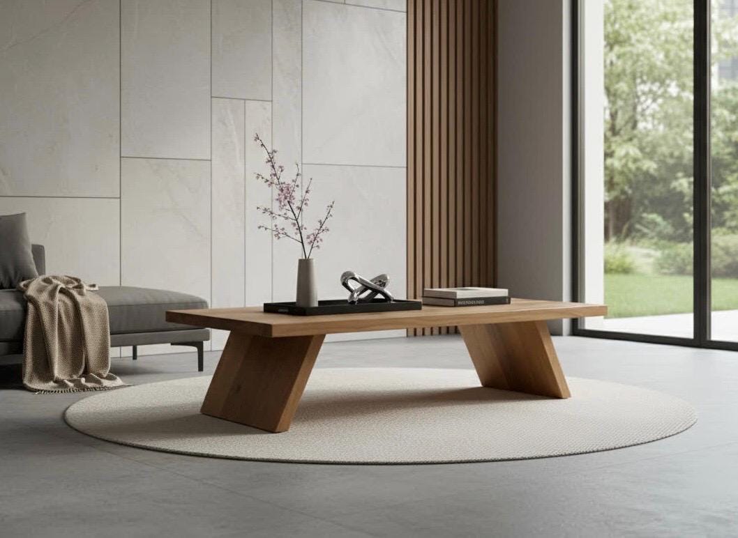 Modern Japandi Coffee Table – Handcrafted Reclaimed Oak Wood ... - Etsy Japandi Reclaimed Wood Sellers