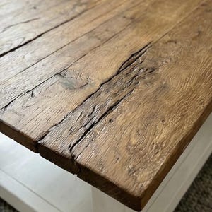 Rustic Reclaimed Oak Coffee Table, Handcrafted Solid Wood Table with Storage Shelf image 8