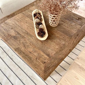 Rustic Square Coffee Table – Reclaimed Oak Wood – Handmade Low Table ...