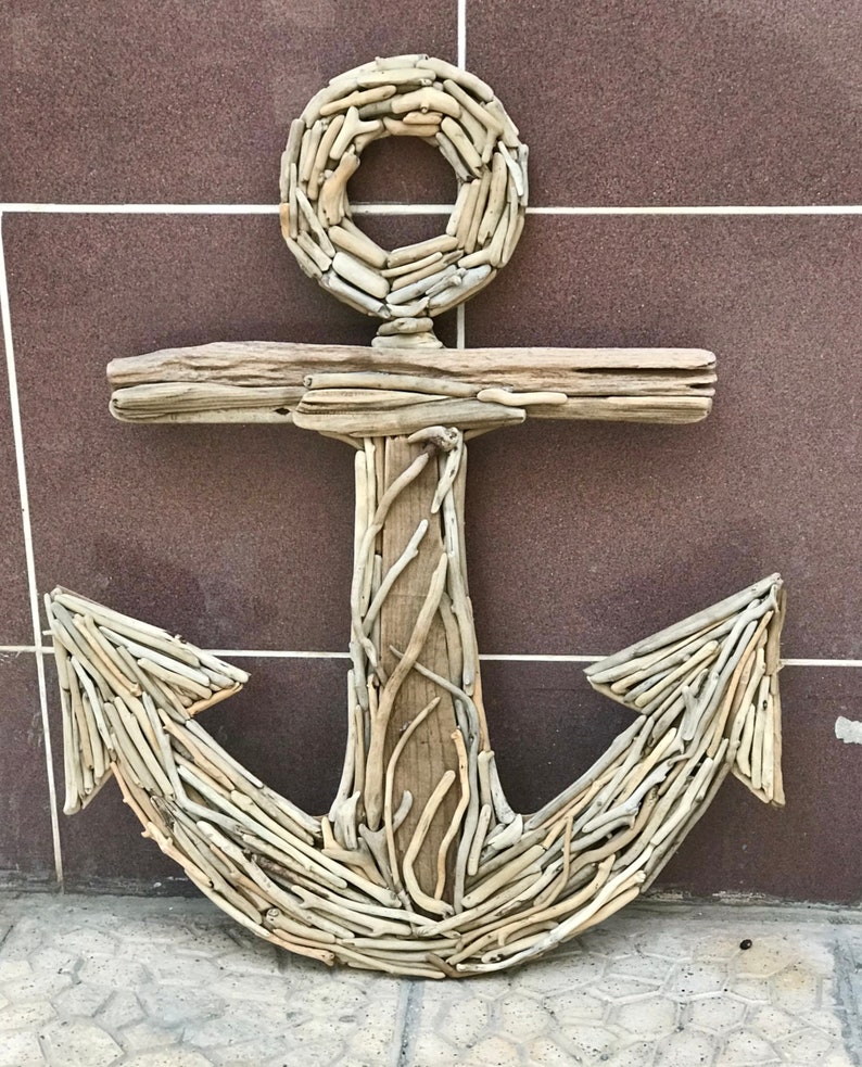 Driftwood Anchor Large Wall Art Wood Driftwood Wall Art Beach Etsy