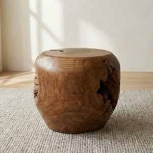 Organic Teak Root Side Table – Solid Wood Accent Stool - Etsy