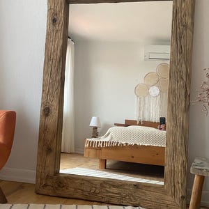 Reclaimed Wood Full Length Floor Mirror – Rustic Wabi Sabi Wall Decor for Home image 16