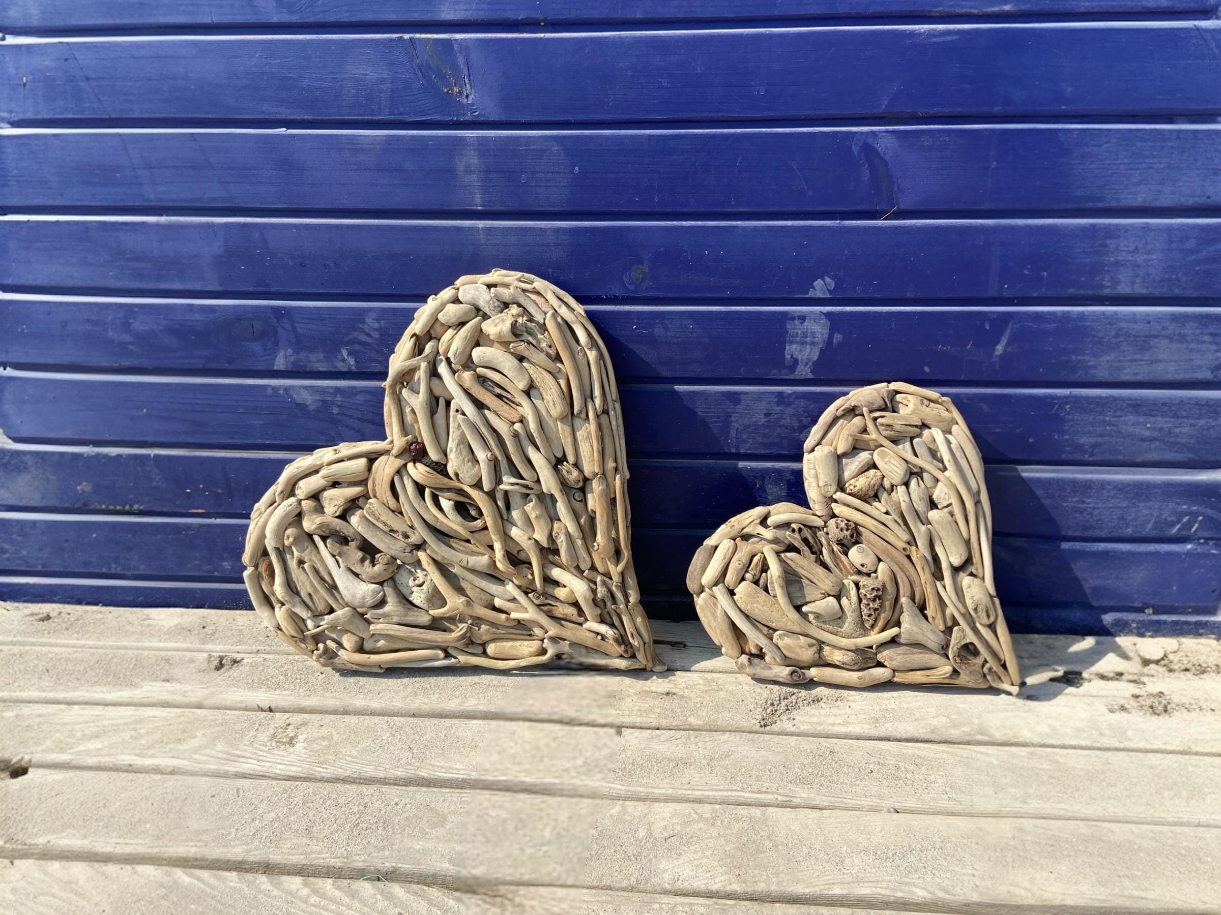 Rustic Driftwood Heart Wall Hanging – Coastal Nautical Wooden