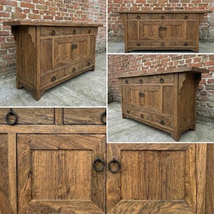 Rustic Oak Sideboard – Solid Wood Buffet Cabinet, Farmhouse Credenza image 7