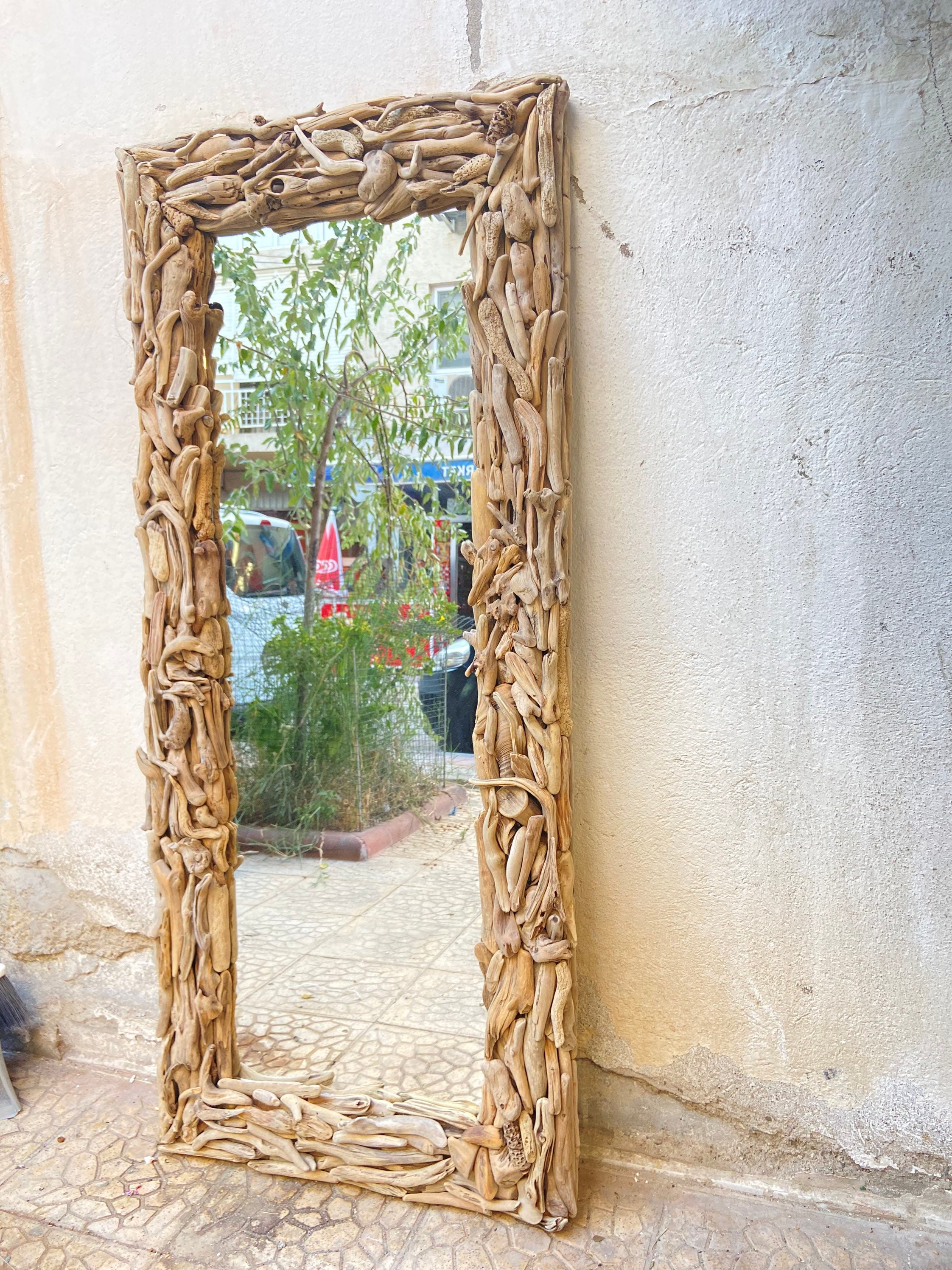Large Driftwood Wall Mirror Decor Large Floor Mirror Full Etsy