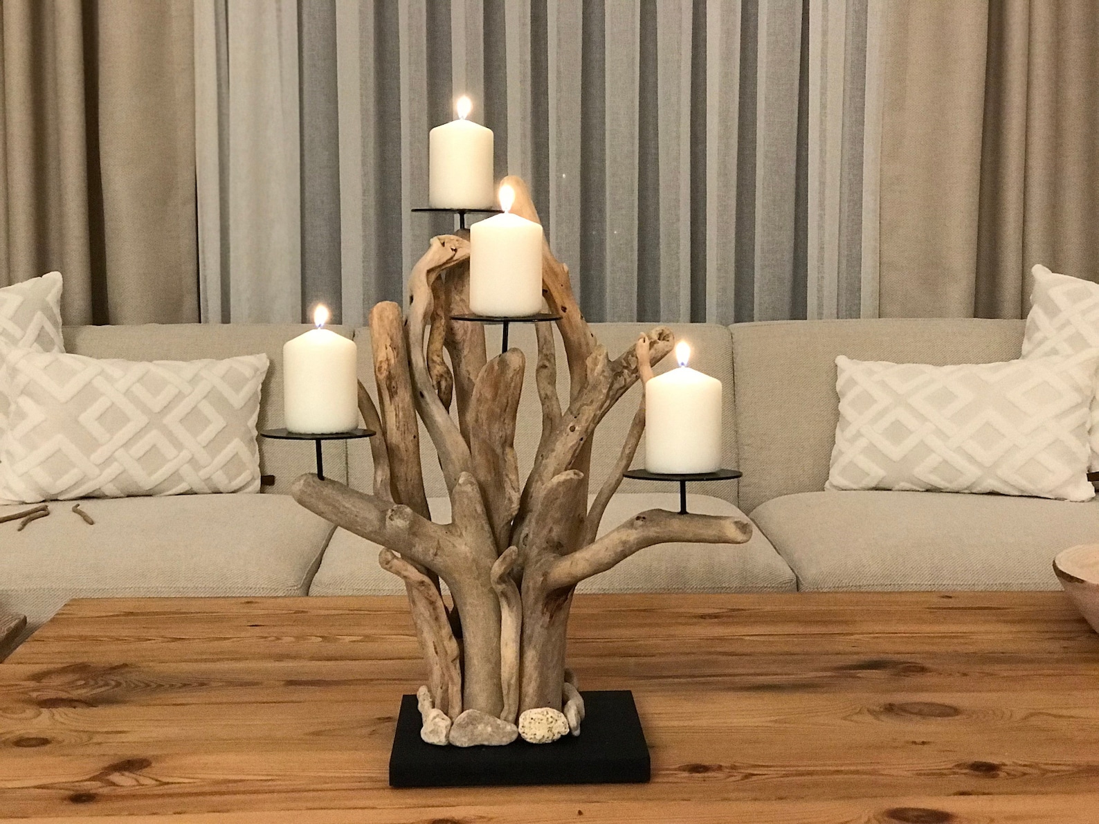 Wooden Candle Holder Centerpiece Large Candle Centerpiece Etsy