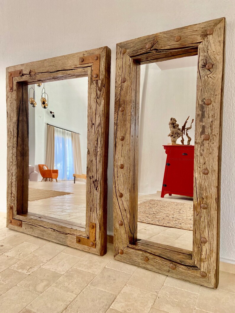 Wood Frame Mirror Oak Wall Decor Rustic Rustic Floor Mirror Etsy