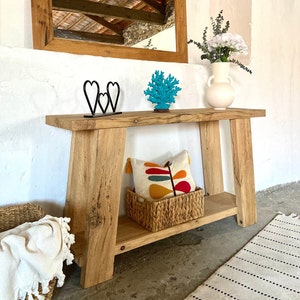 Oak Wood Console Table Modern Rustic , Hallway Table Modern Farmhouse Furniture, Rustic Entryway Console Table Oak imagem 2