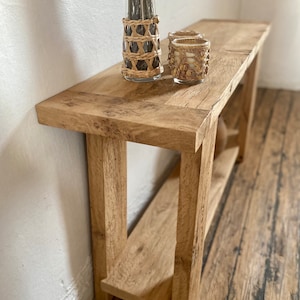 Mesa de consola de madera de roble rústico moderno, mesa de pasillo muebles de granja modernos, mesa de consola de entrada rústica roble imagen 10