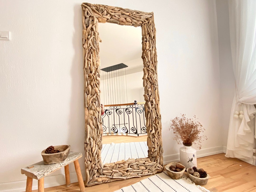 Oversized Floor Mirror Tall Narrow Mirror Full Length, Driftwood Floor