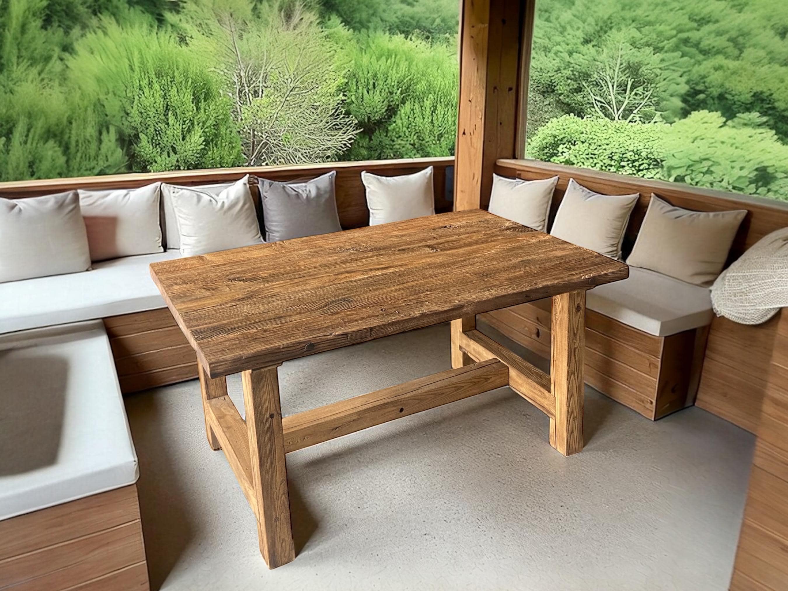 Rustic Farmhouse Dining Table – Handmade Reclaimed Wood, Solid Wood Furniture