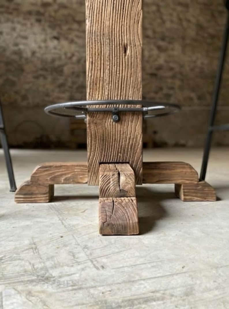 Round Reclaimed Wood Pub Table – Rustic Bar Height Table for Farmhouse & Bistro Spaces image 13