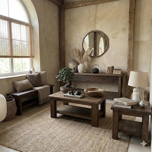 Reclaimed Oak Wood Narrow Console Table: Rustic Entryway Furniture image 15