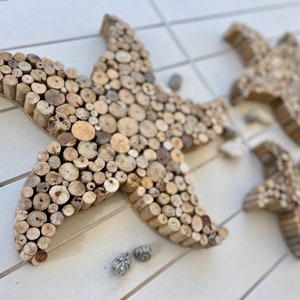 Driftwood Starfish Wall Decor Set– Handmade Coastal Beach House Art - Etsy
