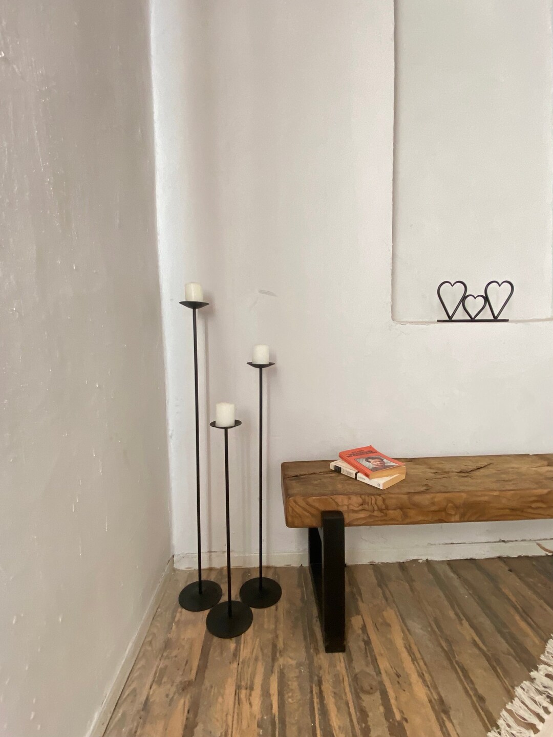 Tall Floor Candle Holder Set of 3, Large Wrought Iron Candelabra