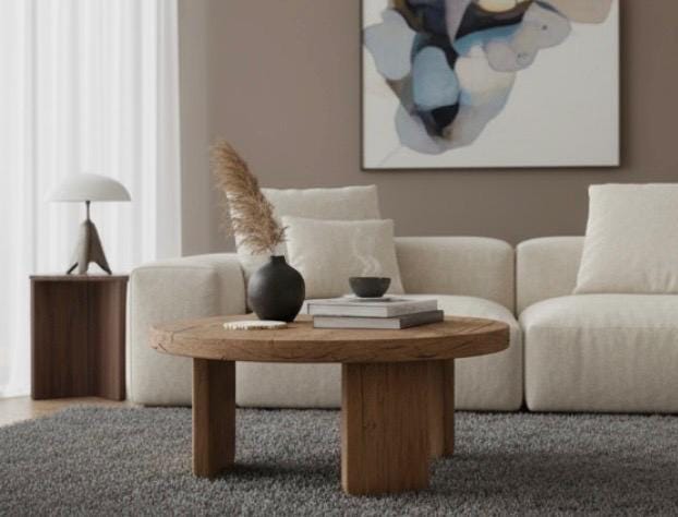 Modern Organic Oak Coffee Table – Solid Wood Round Table, Timeless ...