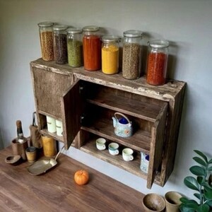 Armario de cocina de roble macizo recuperado: diseño moderno orgánico y artesanal. imagen 14