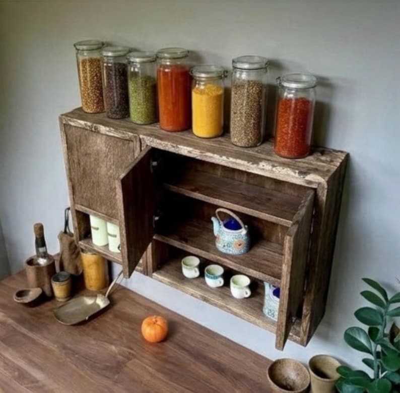 Armario de cocina de roble macizo recuperado: diseño moderno orgánico y artesanal. imagen 14