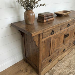 Rustic Oak Sideboard – Solid Wood Buffet Cabinet, Farmhouse Credenza image 11