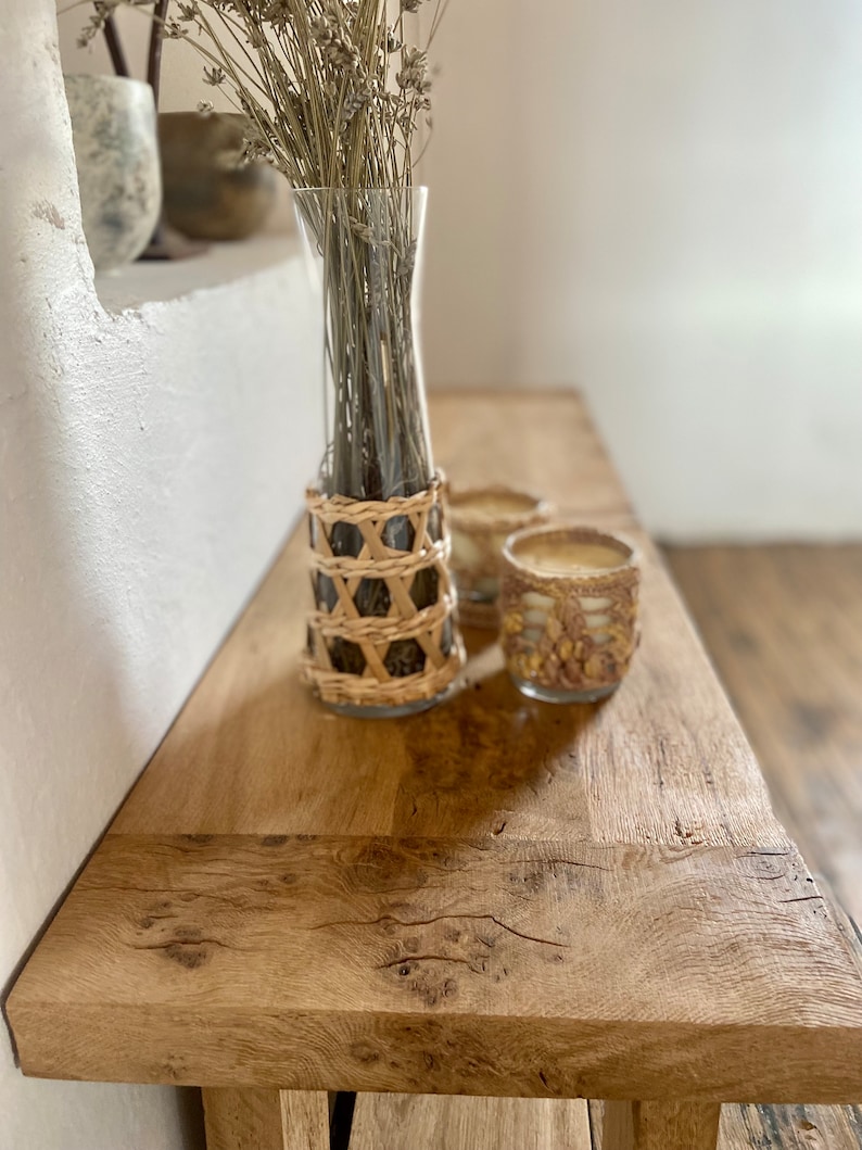 Oak Wood Console Table Modern Rustic , Hallway Table Modern Farmhouse Furniture, Rustic Entryway Console Table Oak imagem 9