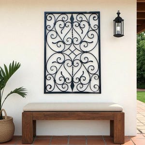 Decoración de pared rústica de hierro forjado: panel de metal hecho a mano para paredes rústicas o ventanas. imagen 9