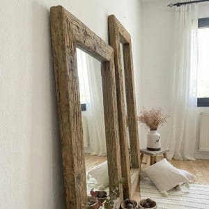 Reclaimed Wood Full Length Floor Mirror – Rustic Wabi Sabi Wall Decor for Home image 14