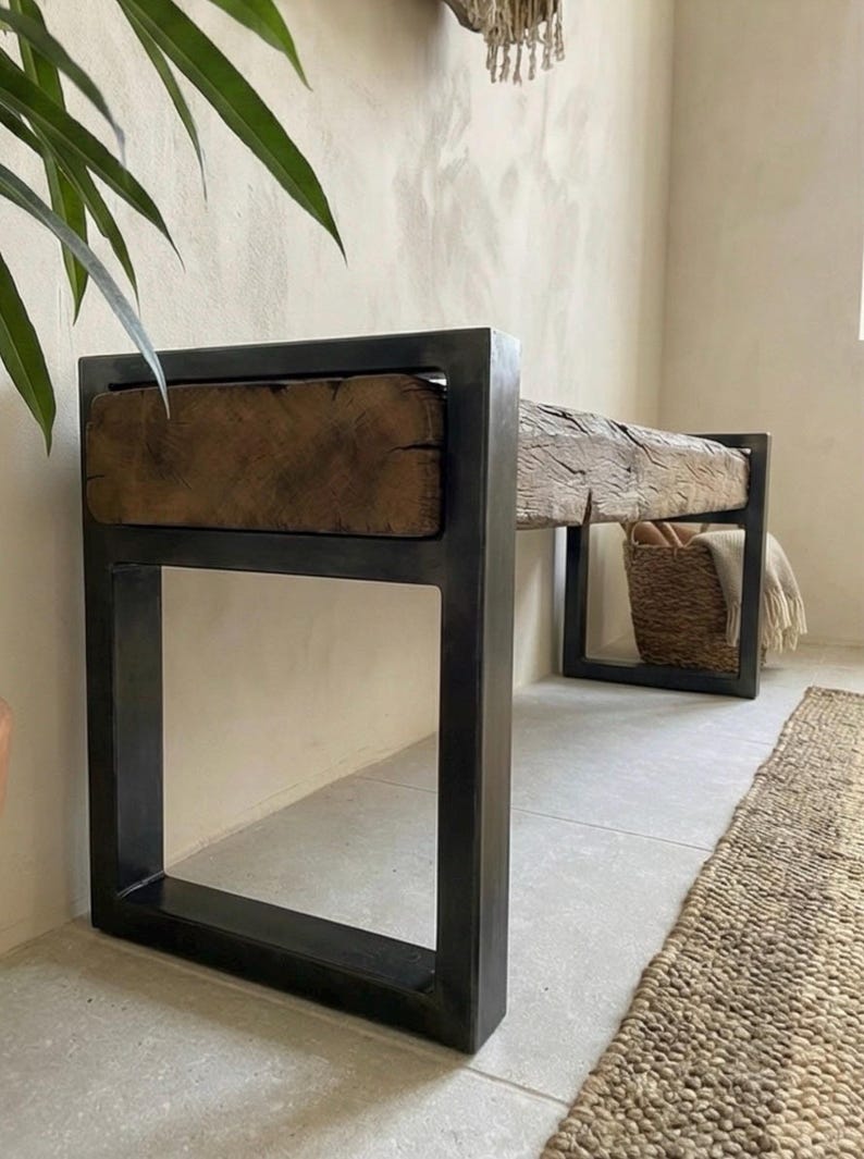 Reclaimed Oak Entry Bench – Rustic Farmhouse Hallway Furniture image 19