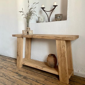 Oak Wood Console Table Modern Rustic , Hallway Table Modern Farmhouse Furniture, Rustic Entryway Console Table Oak imagem 7