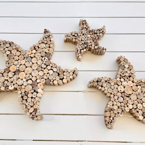 Driftwood Starfish Wall Decor Set– Handmade Coastal Beach House Art - Etsy