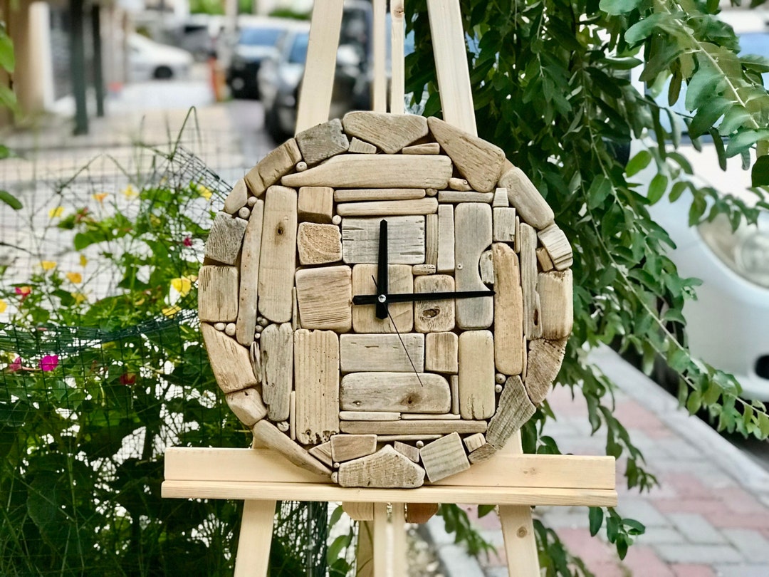 Large Wall Clock Unique, Driftwood Clock Wall Art Original, Unusual