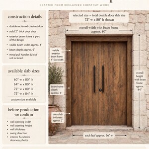 Mediterranean Double Front Door with Frame, Reclaimed Chestnut Wood Entry Door Set image 4