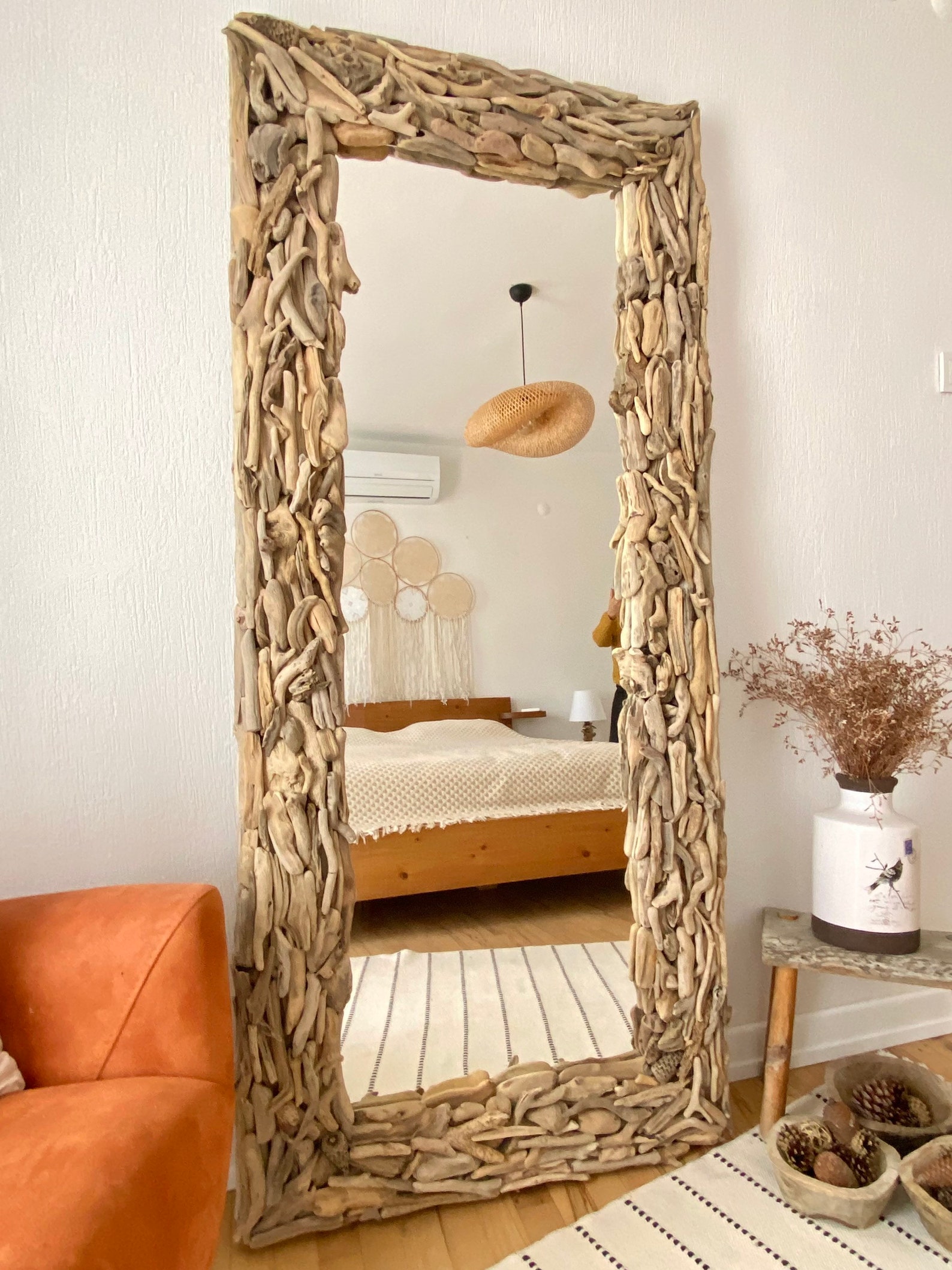 Oversized Floor Mirror Tall Narrow Mirror Full Length, Driftwood Floor ...