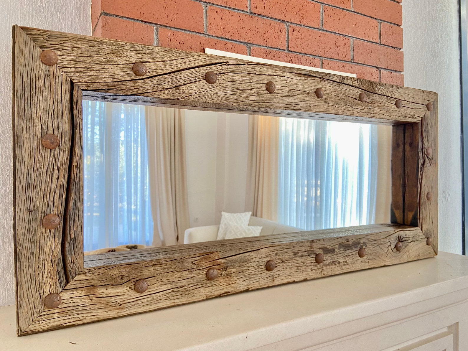 Wood Frame Mirror Oak Wall Decor Rustic Rustic Floor Mirror Etsy