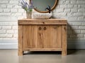 Reclaimed Oak Vanity with Travertine Basin – Rustic Farmhouse Bathroom Sink Cabinet