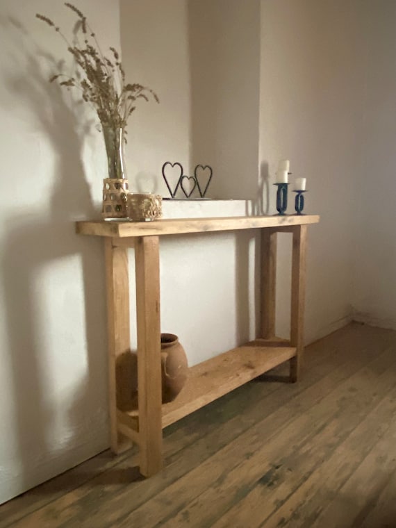 Tall oak console table discount