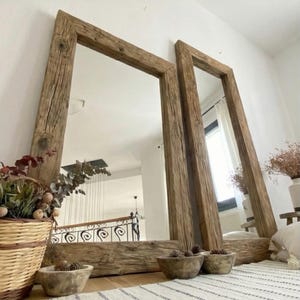 Reclaimed Wood Full Length Floor Mirror – Rustic Wabi Sabi Wall Decor for Home image 9
